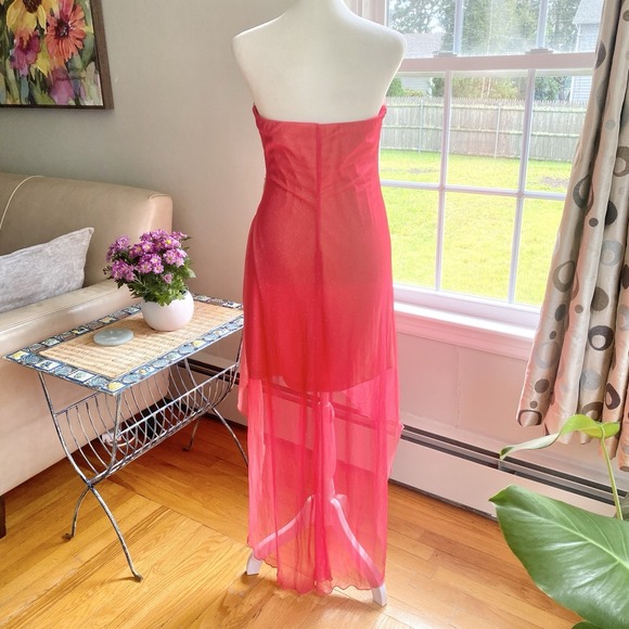 Y2K Teeze Me Strapless Gradient Ombre Beaded Sequin Dress Pink Fairy Whimsical - Picture 6 of 9